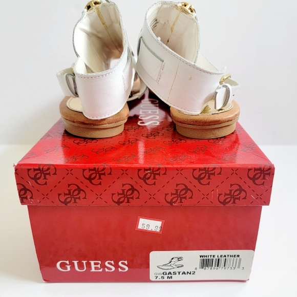 New Guess Gastan Gladiator White Leather Flat Sandals, 7.5M - Picture 3 of 5